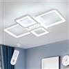 DELIPOP Plafoniera LED Soffitto Moderna, 54W Dimmerabile Lampada da Soffitto con Telecomando 3000K-6500K, Funzione di Memoria, Bianco Lampadario Soggiorno per Camera da Letto, Cucina, Sala da Pranzo