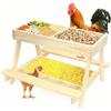 Générique Tavolo da picnic per galline - Legno di pino 38 x 38 x 25 cm | Mangiatoia per galline artigianale senza sprechi, tavolo da picnic in legno carbonizzato con 4 scomparti | pollame, anatre, uccelli