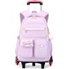 FANDARE Zaino Trolley Donna 35L Zaino con Ruote 2 in 1 Ruote 6X Antiscivolo per Salire Scale, Compatibile 15.6 PC Tasche Multiple Oxford Impermeabile Viola Chiaro