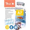 Peach Pellicole plastificatrici A7 - 125 mic - 100 pouches - Lucide - Qualità premium per i migliori risultati di laminazione - Compatibile con dispositivi di tutte le marche - PP525-05