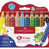FABER-CASTELL - Matite colorate Grippy, 10 matite da disegno per bambini | Matite colorate spesse 3 in 1 con mina da 10 mm e forma triangolare ergonomica, facilmente lavabili
