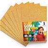 OFITURIA Fogli di Gomma Eva Glitterata per Lavoretti Creativi, Progetti Scolastici, Scrapbooking e Decorazioni Artistiche 40x30cm (Oro Glitterato, 5 pz)