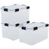 Iris Ohyama, Scatole Portaoggetti Ermetiche in Plastica, 70L, Set di 3, Trasparente, Coperchio Impermeabile, con Chiusura, Impilabile, Per Esterni, Garage, Vestiti, Antipolvere, Senza BPA, DDAT-LD