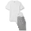 Amazon Essentials Magliette Intime a Girocollo Vestibilità Aderente Uomo, Confezione da 6, Medio Grigio Mélange/Bianco, XXL