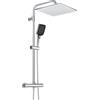 Görbach Colonna Doccia Acciaio Inox Con Miscelatore Fori Muro Regolabili Colonna Doccia con Rubinetto Termostatico Set Doccia a Pioggia Con Soffione e Doccetta a Mano Quadrato 30 * 30cm Cromo