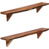 vidaXL 2X Legno Massello di Acacia Mensole Robuste Naturale Lavorazione Artigianale Accattivanti Resistenti Ripiani Scaffali Libreria 90x20x18 cm