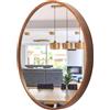 STOLARNIA PIKA Specchio da parete rotondo in legno noce (∅80 cm) - per bagno, corridoio, soggiorno, camera - Specchio da bagno elegante LEJA