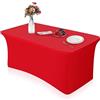 HXMJIED Tovaglia elastica rossa, 1,8 m, in elastan, rettangolare, lavabile, per tavolo pieghevole da 1,8 m, colore: rosso