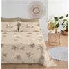 Filoro Set Lenzuola Matrimoniale 6 Pezzi, Beige, con 4 Federe, Fantasia Floreale e Righe, 100% Cotone, Made in Italy