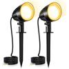 MEIKEE Faretto LED da Giardino 7W IP66 - Illuminazione Esterna con Alluminio Resistente, 500 Lumen, Angolo Regolabile 180°, Installazione Facile (Piantana + Viti Incluse)