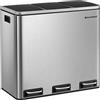SONGMICS Cestino da Cucina, Pattumiera per Raccolta Differenziata 3 x 18L, 3 Scomparti per Riciclaggio, Coperchi a Chiusura Morbida, Pedali, Acciaio, Argento Metallizzato e Nero Inchiostro LTB54NL