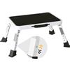 BONTEC Sgabello Pieghevole Regolabile a 3 Livelli, Antiscivolo, Bianco | Piattaforma antiscivolo, gambe di bloccaggio e piedini in gomma, scala portatile per adulti, anziani e camper