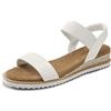 DREAM PAIRS Sandalo a Zeppa da Donna Scarpe con Tacco Basso Espadrillas Classiche con Punta Arrotondata con Fibbie e Cinturini Estate,Size 37,Bianco,SDPW2310W-E