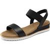 DREAM PAIRS Sandalo a Zeppa da Donna Scarpe con Tacco Basso Espadrillas Classiche con Punta Arrotondata con Fibbie e Cinturini Estate,Size 36,Nero,SDPW2310W-E