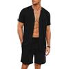Demegimi Pigiama Uomo Estivo 2 Pezzi Maglia Manica Corta con Bottoni Pantaloncini Pigiama Notte Loungewear