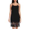 Lovasy Sottovesti da Donna Corto Pizzo Sottoveste con Spalla Sexy Lingerie Sottoveste Gonna Curvy Camicia da Notte Senza Maniche,A-Nero,XL