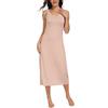 Lovasy Sottovesti da Donna Lungo Abito Sottoveste in Modal con Spalla Larga Sexy Lingerie Sottoveste Gonna Elegante Camicia da Notte Modellante Antistatica,A-Cachi,XXL