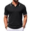 COOFANDY Polo da Uomo Maniche Corte Magliette estive Polo di Base Golf Polo T-Shirts Stretch Nero L