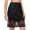 Lovasy Sottogonna Sexy Donna Corta Seta Sottogonna in Pizzo Confortevole e Antistatiche Mezza Sottoveste Gonna Morbido Raso Sottovesti con Elastico in Vita Gonne da Donna,A Nero,XL