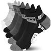 Niofind Calze Uomo Corte 6 Paia Sportive Antiscivolo in Cotone per Running, Trekking, Ciclismo, Lavoro