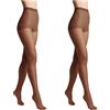 Conte elegant SOLO 20 DEN Set di 2 Collant da Donna Semiopachi, Resistenti - Collant da Donna Sottili con Slip Marcati - Calze Lisce - Taglia 3 - Mokka