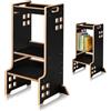 LIONELO CASS Torre Montessori per bambini 3in1, Da 1 Anno Fino a 30kg, Aiutante cucina, Libreria Scaffale e torre di apprendimento per bambini, Stabile e Sicurezza (Nero)
