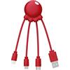 Xoopar Octopus Cavo Multi USB 4 in 1 in Plastica Riciclata - Rosso