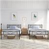 Yaheetech Set di 2 Struttura Letto Singolo in Ferro 90 x 190 cm, Nero