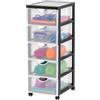 Iris Ohyama Cassettiera in Plastica con ruote, 5 Cassetti Grandi, Nero, Maniglie facili da tirare, Organizzatore, Per Camera Da Letto, Bagno, Scuola e Ufficio, Senza BPA, Contenitore, DDDC-005