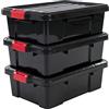 Iris Ohyama, Set di 3 scatole fai da te, 25 L, con chiusura a scatto, impilabile, garage - Power Box SK-230 - Nero