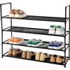 Amig - Scarpiera a 4 ripiani Undern | 86 x 28 x 71,5 cm | Plastica e tessuto impermeabili | Nero | Leggero e facile da pulire | Organizzatore per ingresso o camera da letto