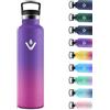 Motswedi Borraccia Termica 1 litro, Doppia Parete, Bottiglia Termica, a Prova di Perdite, Borraccia con Cannuccia, Acciaio Inox, Borracce Termiche, per Palestra, Outdoor, Campeggio, Viola & Rosa