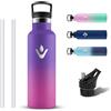 Grsta Borraccia Termica 500ml, Borracce con Cannuccia, Borracce Termiche Senza BPA, Senza Perdite Borraccia Bambini Acciaio Inox, Riutilizzabile Bottiglia Termica per Campeggio, Viaggio, Corsa