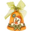 THUN, Campanella Arancione Limited Edition in Ceramica Decorata a Mano con Nastro, Linea Sorprese di Pasqua, Ø 7 cm, 8 cm h