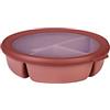 Mepal - Scodella bento bowl Cirqula - Contenitore bento box per frigo, freezer e microonde - 3 scomparti per separare gli alimenti - Contenitore per la preparazione dei pasti - Vivid mauve
