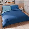 PETTI Artigiani Italiani - Set Copripiumino Matrimoniale Maxi 240x220 cm (2 Federe 80x80 cm Incluse), Parure Copripiumino Morbida Microfibra Tinta Unita Blu Elettrico - Celeste