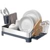 Amig - Scolapiatti Siba - 51 x 32 x 24,6 cm - Acciaio inossidabile e Plastica - Colore Grigio - Scolapiatti con Vassoio per Gocciolamento e Supporto per Posate - Capacità 10 Piatti e 4 Bicchieri