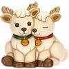 THUN, Coppia Renna Robin Abbracciati in Ceramica Decorata a Mano, Addobbo Natalizio, Idea Regalo, 14.7x9.5x13.4 cm h