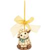 THUN, Addobbo Agnellino Nelly in Ceramica Decorata a Mano con Nastro, Linea Sorprese di Pasqua, 4 x 3.8 x 5.4 cm h