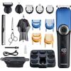 Barberboss Regolabarba da uomo, tagliacapelli senza fili da uomo: trimmer per uomo, kit per la toelettatura, impermeabile, rasoio per peli del naso per uomo, QR-6088, Blu/Nero
