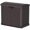 Duramax Cedargrain StoreAway da 1200 L, casetta da giardino in plastica, con coperchio ad arco per esterni, adatto per attrezzi, bici, barbecue e 2 bidoni da 240 l, 145 x 85 x 125 cm, Marrone