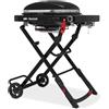 Weber Traveler Compact Barbecue a Gas, 1 Bruciatore, Griglia di Cottura 52 x 36 cm, BBQ Portatile Da Esterno, Termometro sul Coperchio, Carrello con Ruote Ripiegabile, Nero (1500557)