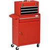 DURHAND Carrello Porta Attrezzi 2 in 1 con Cassetta Portautensili Rimovibile, Armadietto con Chiave e 4 Cassetti Totali in Acciaio, Rosso