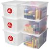 Iris Ohyama, Scatole portaoggetti in plastica con coperchio da 30 L, Lotto di 6 grandi scatole impilabili, Senza BPA, Lavanderia, Ufficio, USB-M, Trasparente - L42 x P35,5 x A26,5 cm