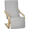 HOMCOM Poltrona Camera da Letto in Legno di Betulla con Poggiapiedi Regolabile a 5 Livelli, Poltrocina Ergonomica in Tessuto Effetto Lino con Seduta Imbottita, per Salotto e Soggiorno, Grigio Chiaro