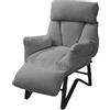 ML DESIGN modern living ML-Design Poltrona Reclinabile Grigio Rivestimento in Lino, con Schienale Regolabile, Braccioli, Poggiapiedi e Tasche Laterali, Poltroncina Relax da Lettura, Sedia Lounge Imbottita per Soggiorno