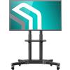 ONKRON Supporto TV da Pavimento 32" - 65", Carico max 50 kg, Porta televisore mobile VESA 100x100-600x400, Carrello TV con Ruote e Ripiano, Piedistallo da Terra, Altezza regolabile, Nero, TS1351-B