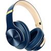 DOQAUS Cuffie Bluetooth Over Ear, [fino a 90 ore] Cuffie senza fili con 3 modalità EQ, HiFi Stereo Pieghevole con Microfono, morbidi cuscinetti auricolari per iPhone/ipad/Android/Laptop Navy Blu