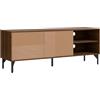 HOMCOM Mobile Porta TV fino 65" con 2 Armadietti e Vani Aperti, Mobiletto Basso con Fori Passacavi in Legno, 150x40x56cm, Marrone