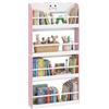 AIYAPLAY Libreria Montessoriana per Bambini 3-6 Anni con Tema Zucchero Filato, Porta Libri con 4 Ripiani in Legno, Antiribaltamento, per Cameretta, 60x15x120.5cm, Rosa